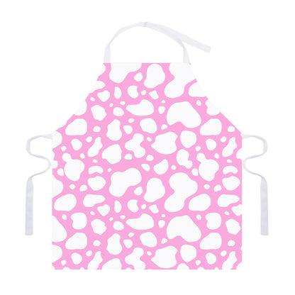 White And Pink Cow Print Adjustable Apron
