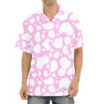 White And Pink Cow Print Aloha Shirt