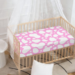 White And Pink Cow Print Baby Crib Sheet