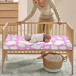 White And Pink Cow Print Baby Crib Sheet