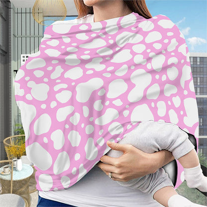 White And Pink Cow Print Baby Seat Cover
