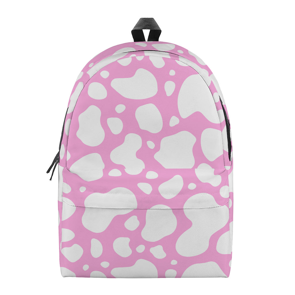White And Pink Cow Print Backpack