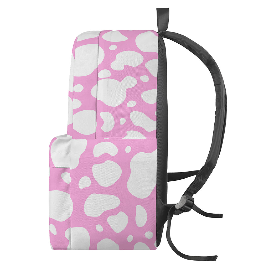 White And Pink Cow Print Backpack