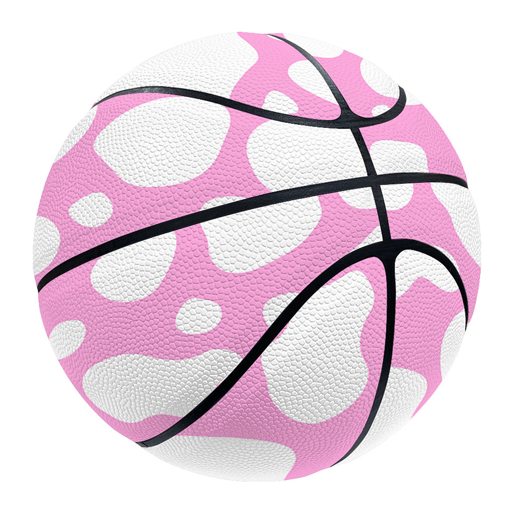 White And Pink Cow Print Basketball