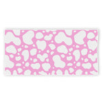 White And Pink Cow Print Beach Towel