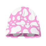 White And Pink Cow Print Beanie