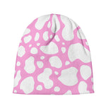 White And Pink Cow Print Beanie
