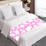 White And Pink Cow Print Bed Runner