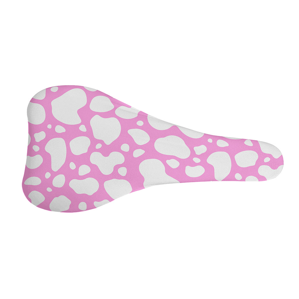 White And Pink Cow Print Bicycle Seat Cover