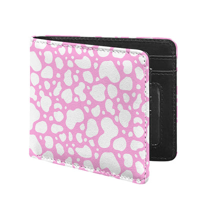 White And Pink Cow Print Bifold Wallet