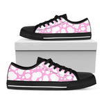 White And Pink Cow Print Black Low Top Sneakers
