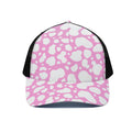 White And Pink Cow Print Black Mesh Trucker Hat