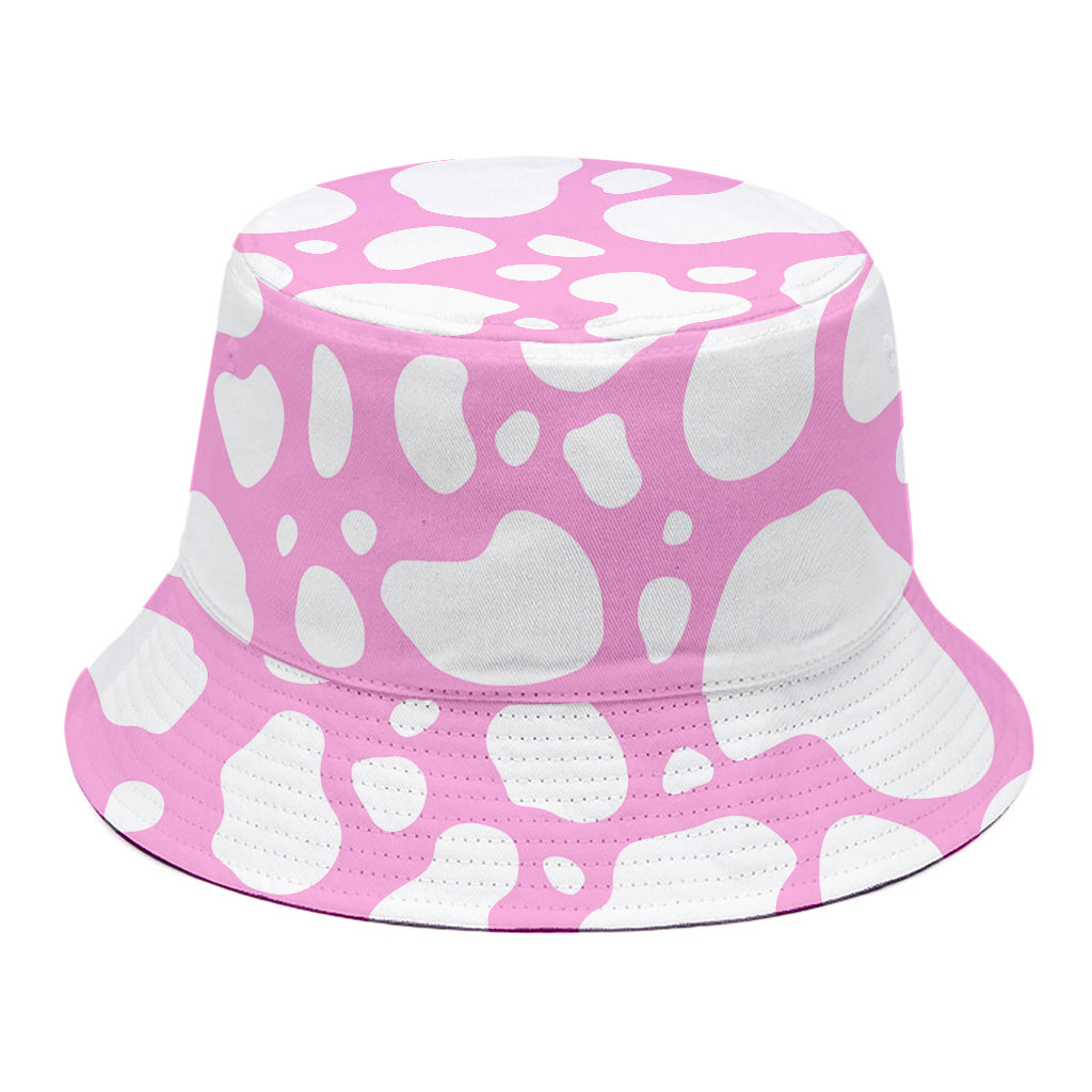 White And Pink Cow Print Bucket Hat