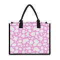 White And Pink Cow Print Canvas Tote Bag