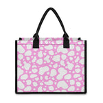White And Pink Cow Print Canvas Tote Bag