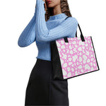 White And Pink Cow Print Canvas Tote Bag