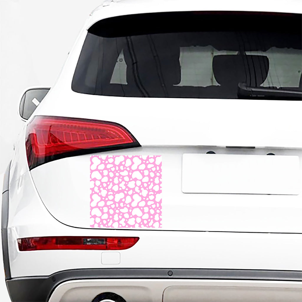 White And Pink Cow Print Car Sticker