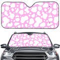White And Pink Cow Print Car Windshield Sun Shade