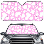 White And Pink Cow Print Car Windshield Sun Shade