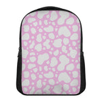 White And Pink Cow Print Casual Backpack