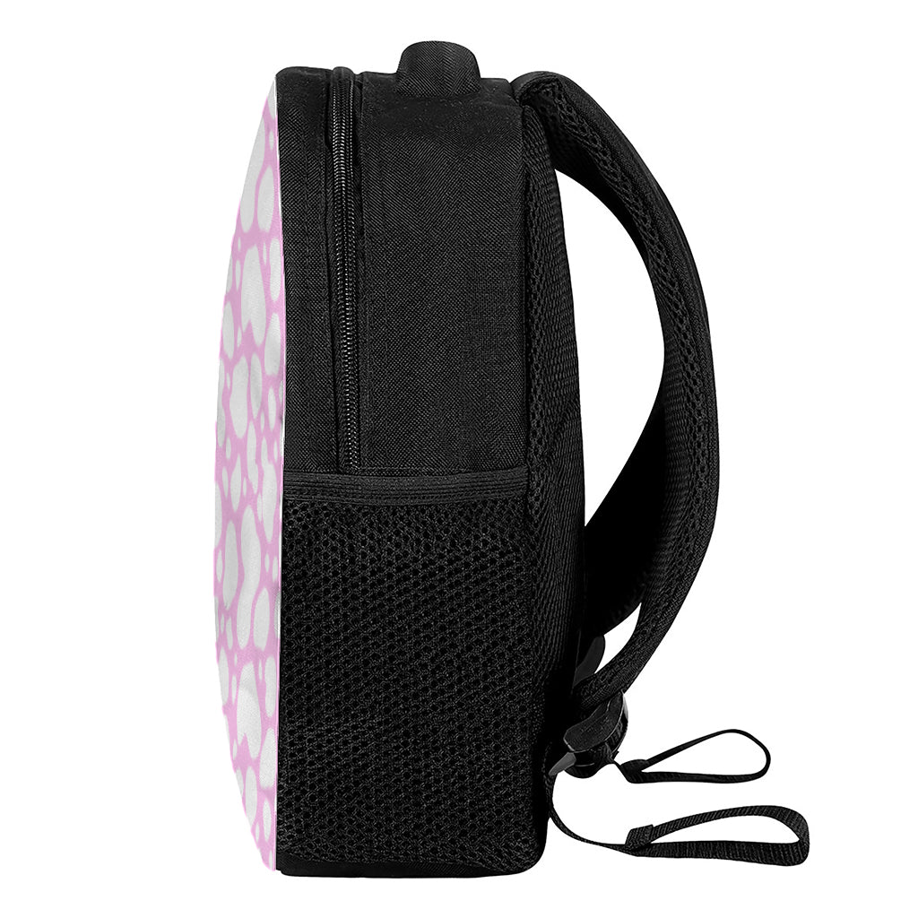 White And Pink Cow Print Casual Backpack