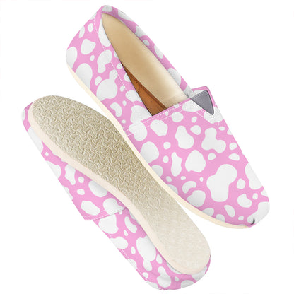 White And Pink Cow Print Casual Shoes