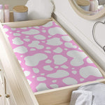 White And Pink Cow Print Changing Pad Cover