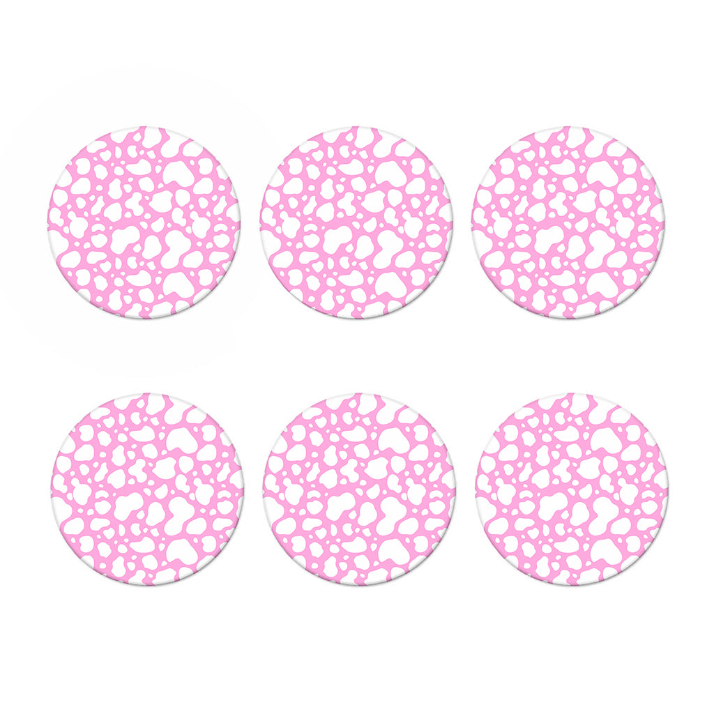 White And Pink Cow Print Coaster Set