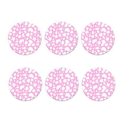 White And Pink Cow Print Coaster Set