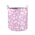 White And Pink Cow Print Collapsible Laundry Basket
