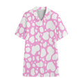 White And Pink Cow Print Cotton Hawaiian Shirt