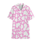 White And Pink Cow Print Cotton Hawaiian Shirt