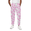 White And Pink Cow Print Cotton Sweatpants