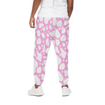 White And Pink Cow Print Cotton Pants