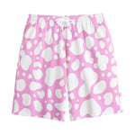 White And Pink Cow Print Cotton Shorts