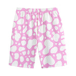 White And Pink Cow Print Cotton Shorts