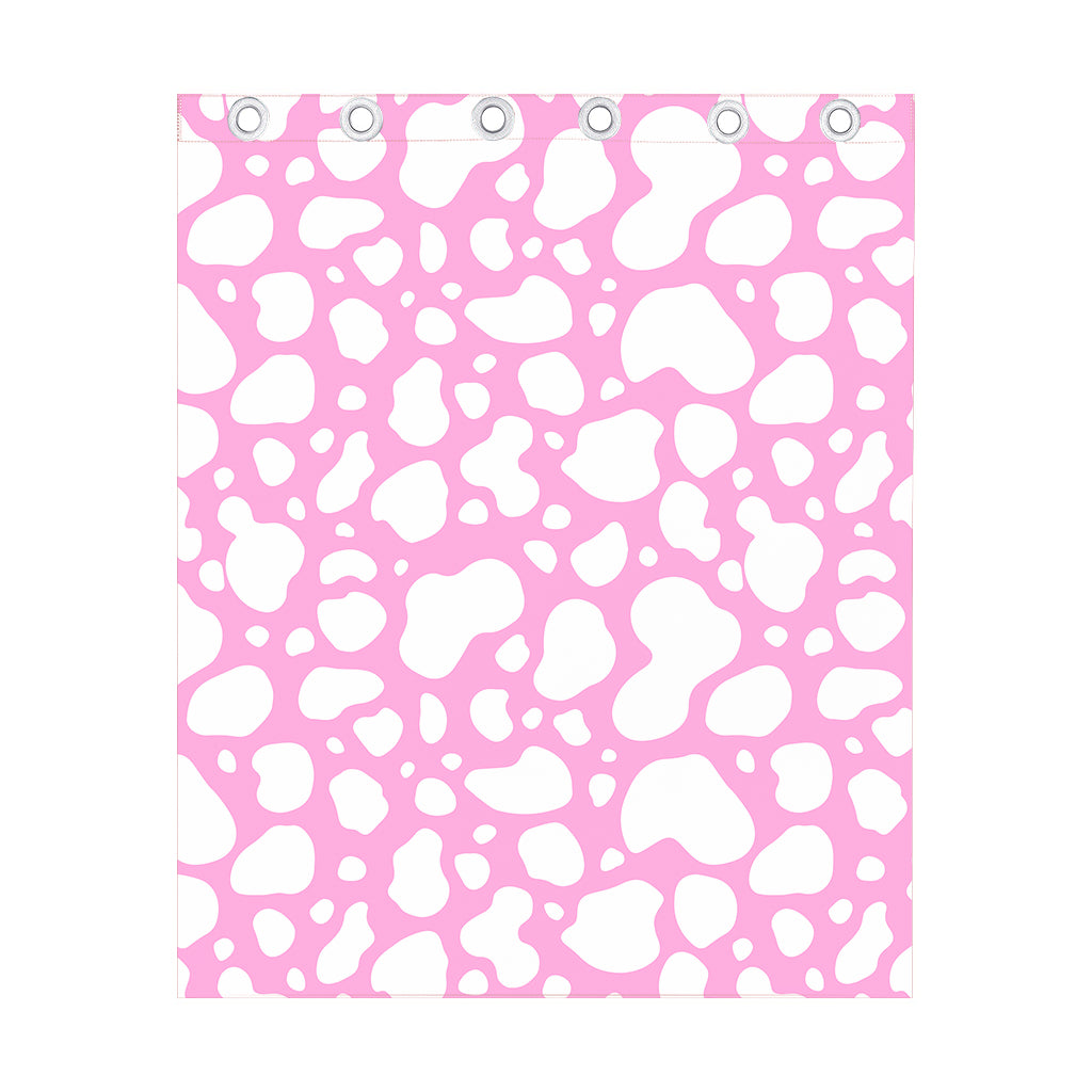 White And Pink Cow Print Curtain