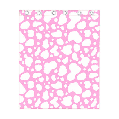 White And Pink Cow Print Curtain