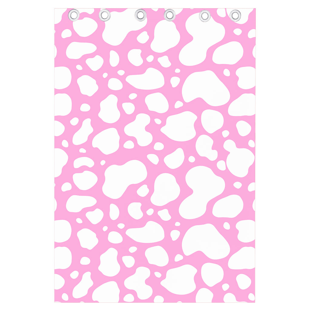 White And Pink Cow Print Curtain
