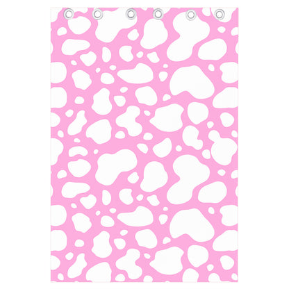 White And Pink Cow Print Curtain