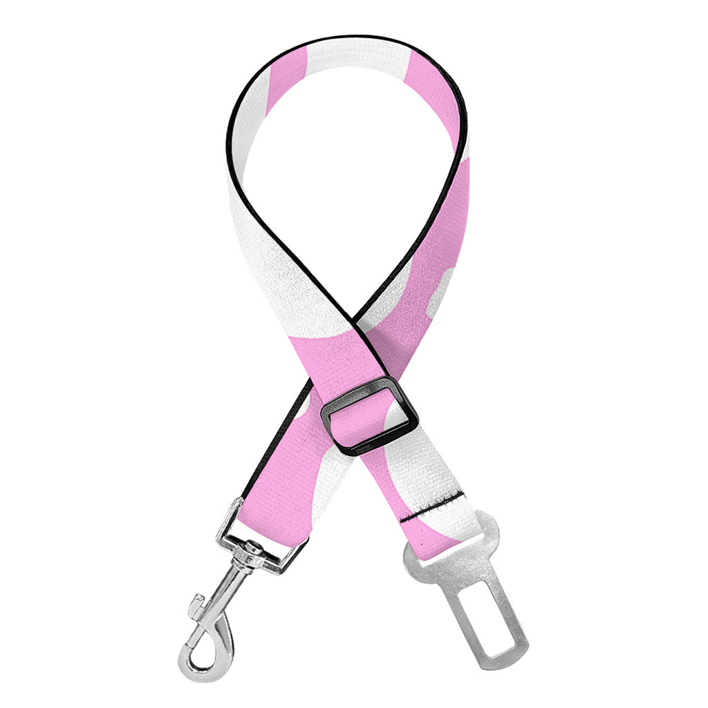 White And Pink Cow Print Dog Seat Belt