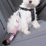 White And Pink Cow Print Dog Seat Belt