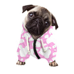 White And Pink Cow Print Dog Zip Up Hoodie