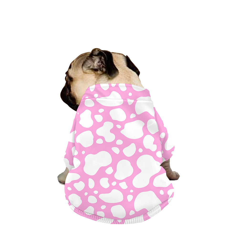 White And Pink Cow Print Dog Zip Up Jacket