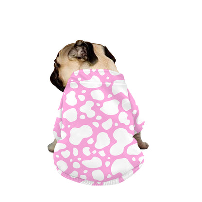 White And Pink Cow Print Dog Zip Up Jacket
