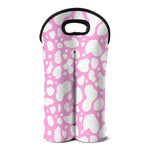 White And Pink Cow Print Double Neoprene Wine Tote