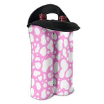 White And Pink Cow Print Double Neoprene Wine Tote