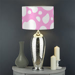 White And Pink Cow Print Drum Lamp Shade