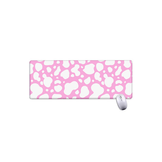White And Pink Cow Print Extended Mouse Pad