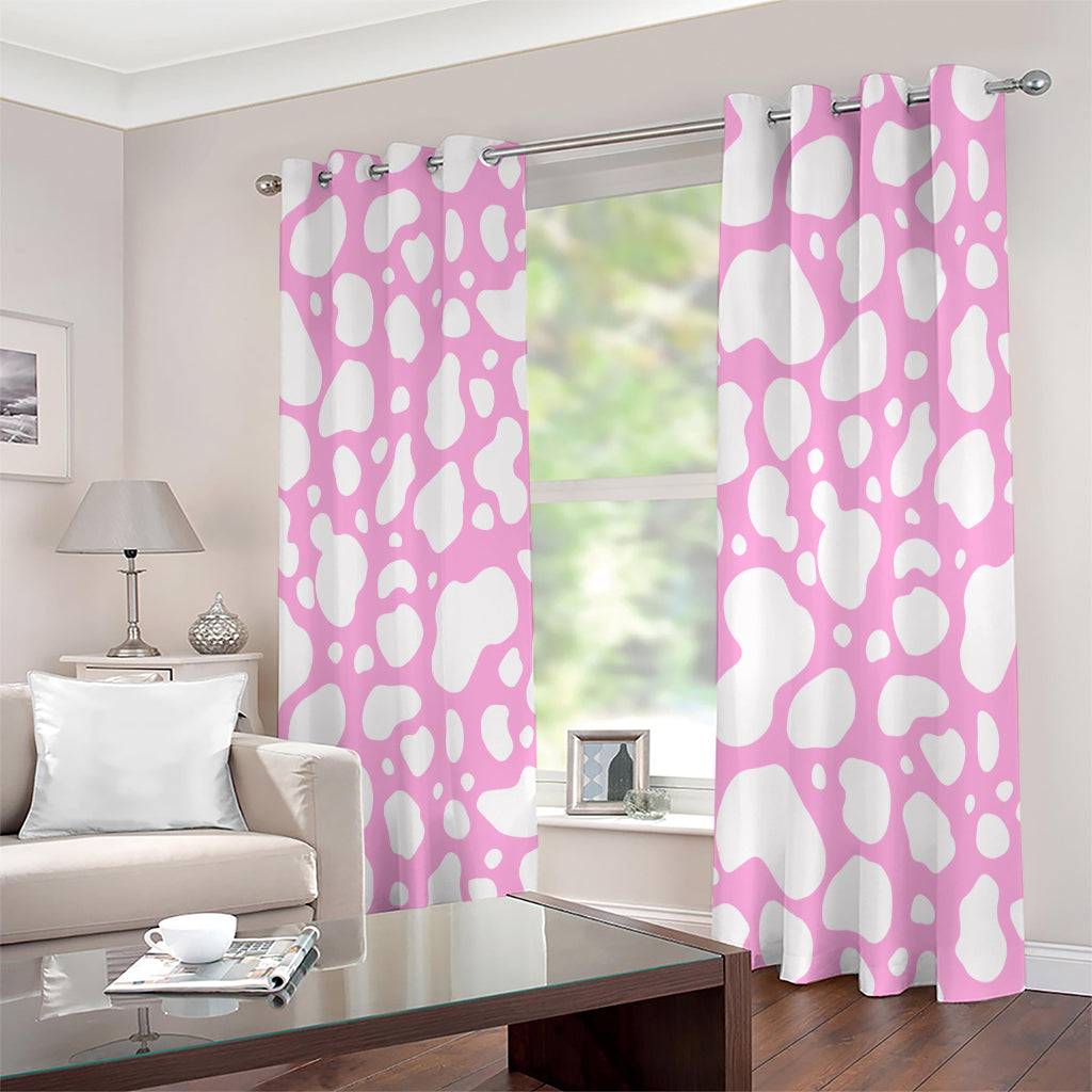 White And Pink Cow Print Extra Wide Grommet Curtains